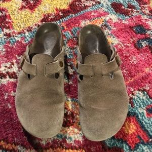 Tan Birkenstock Suede Clogs